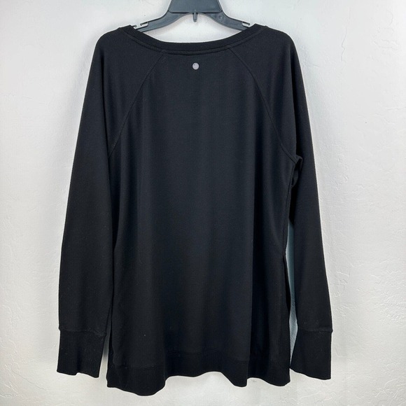 Yogalicious Top Womens 1X Plus Black Long Sleeve Round Neck Pullover‎ Stretch - Picture 2 of 7